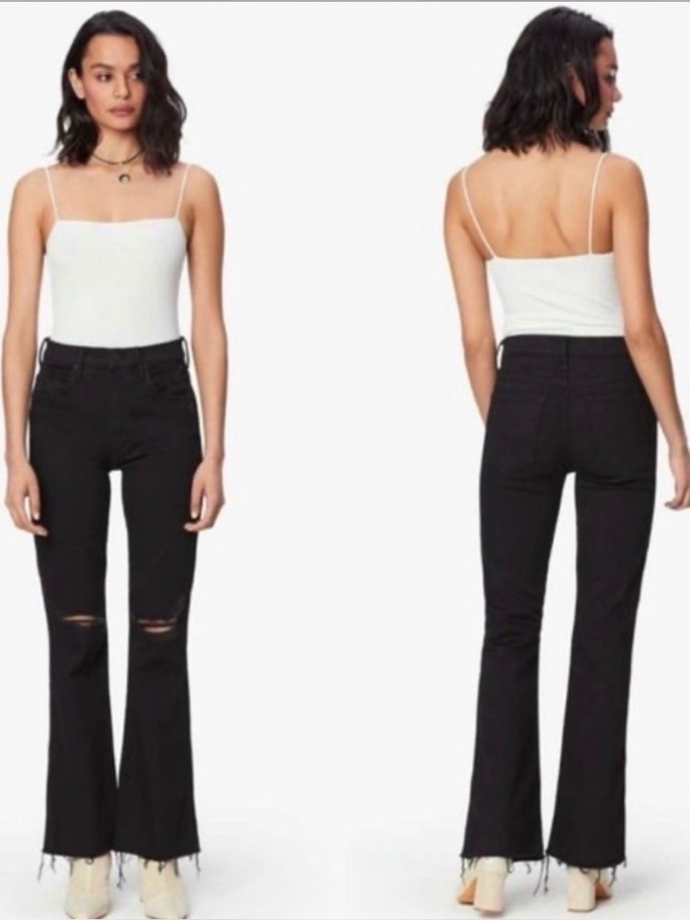 Mother The Weekender Fray Flared Jeans in Guilty as Sin 29